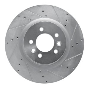 Land Rover Range Rover Brake Rotor (1) - Front Right - R1 Concepts - Drilled & Slotted - Silver - `06-`17